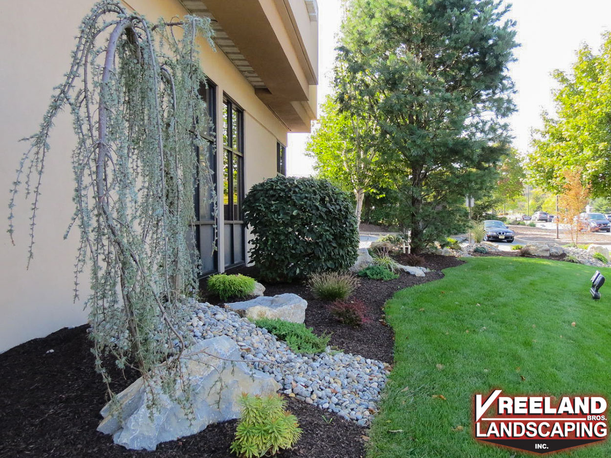 Newton, NJ, Commercial landscaping around local bank 