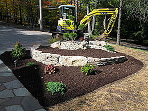 Kinnelon, NJ - Newly installed rock garden, new plantings, and fresh mulch. - Vreeland Landscapes