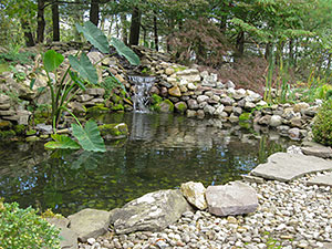 Kinnelon, NJ - Waterfall, pond, rock garden, and plantscaping - Vreeland Landscapes